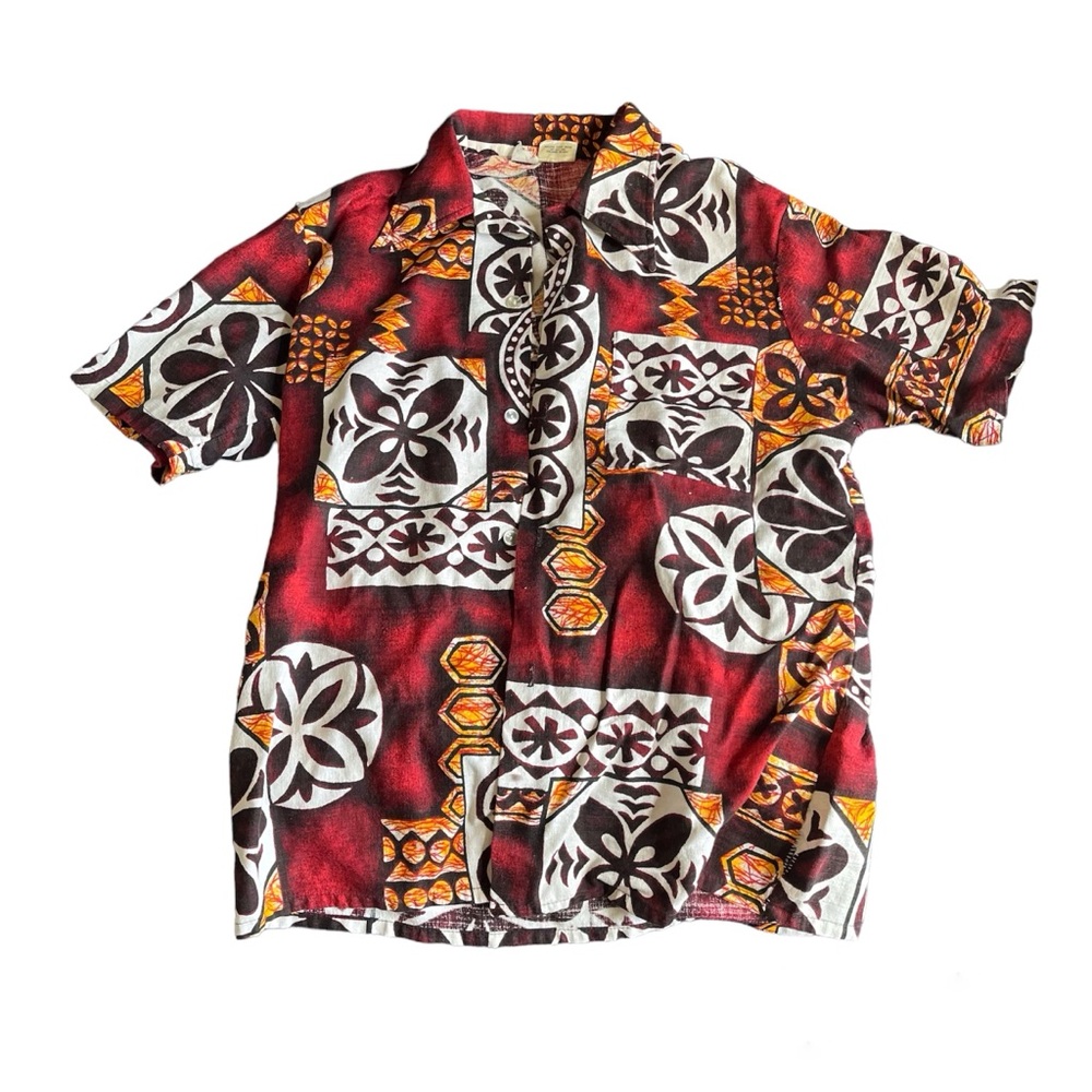 Montgomery Ward Hawaiian print button up t shirt